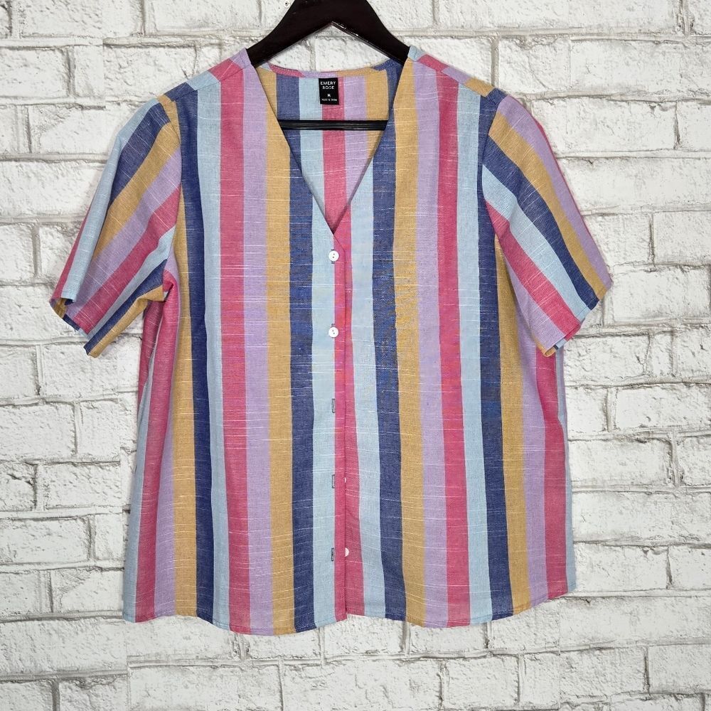 Emery Rose button down colorful top